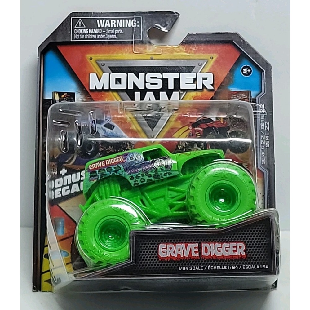 Monster Jam Truck Grave Digger 2022 Green 1:64 Poster Spinmaster Toy Car Collect